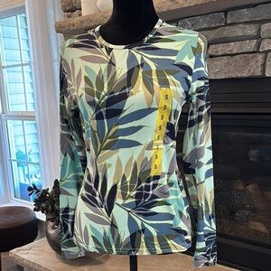 Hang Ten UPF 50+ UV protection,crew neck,zipper pocket,floral top,summer,outdoor